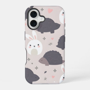 Cute Geometric Animals in Pastel iPhone 16 Case