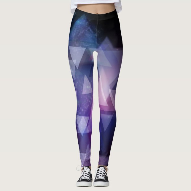 cute geometric blue leggings (Front)
