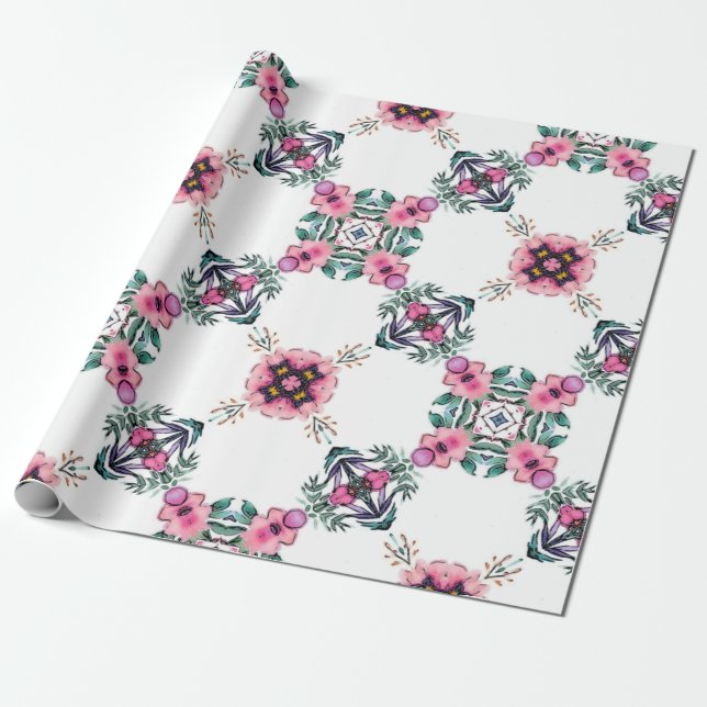 Cute geometric garden  wrapping paper (Unrolled)