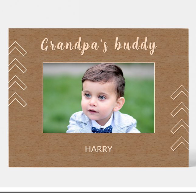 Cute Geometric grandpa's buddy Engraved Wood Frame (Creator Uploaded)