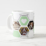 Cute Geometric Heart Paw Green Dog Photo Keepsake Large Coffee Mug<br><div class="desc">Introducing the Cute Geometric Heart Paw Green Dog Photo Keepsake Giant Coffee Mug - a perfect way to show your pet love! This giant mug is green and white with stylish geometric detailing of paw prints and hearts, making it the ideal choice for dog owners who appreciate aesthetic value. But...</div>