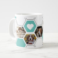 Cute Geometric Heart Paw Teal Dog Photo Keepsake