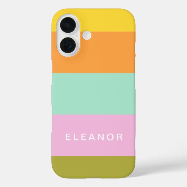 Cute Geometric Pastel Colour Block Personalised  Case-Mate iPhone Case (Back)