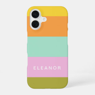 Cute Geometric Pastel Colour Block Personalised iPhone 16 Case
