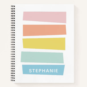 Cute Geometric Pastel Shapes Monogram Name Notebook