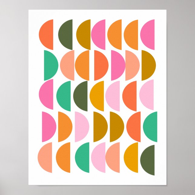 Cute Geometric Pattern in Modern Holiday Colours Poster (Front)