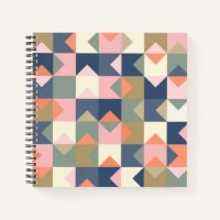 Cute Geometric Pattern in Stylish Navy and Coral