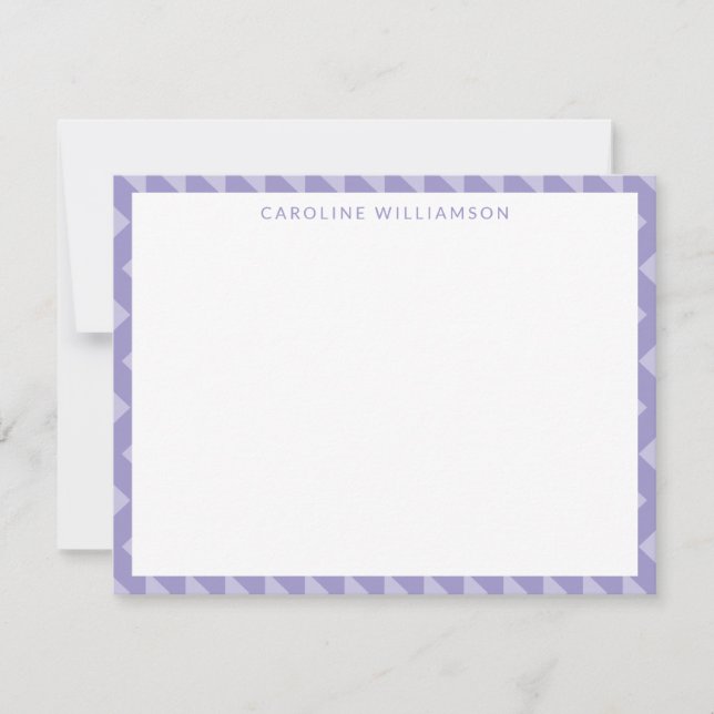 Cute Geometric Pattern Lavender Personalised Name  Card (Front)
