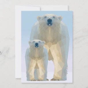 Cute geometric Polar bear with baby Holiday Card