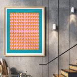 Cute Geometric Shape Pattern Pink Orange Turquoise Poster<br><div class="desc">A fun,  colorful bold geometric triangle pattern graphic design in bright colors of turquoise blue,  orange,  and pink.</div>