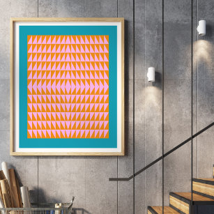 Cute Geometric Shape Pattern Pink Orange Turquoise Poster