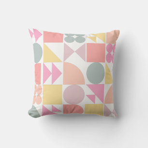 Cute Geometric Shapes Pattern in Soft Pastels Cushion