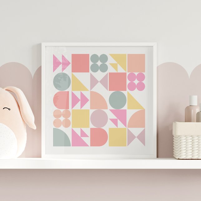 Cute Geometric Shapes Pattern in Soft Pastels Poster (Creator Uploaded)