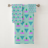 Cute Geometric Triangle Pattern Turquoise Purple