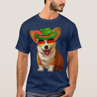 Cute German Lederhosen Corgi Dog Beer Drinkers Okt T-Shirt