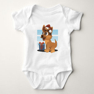 Cute German Shepherd Cartoon Baby Bodysuit
