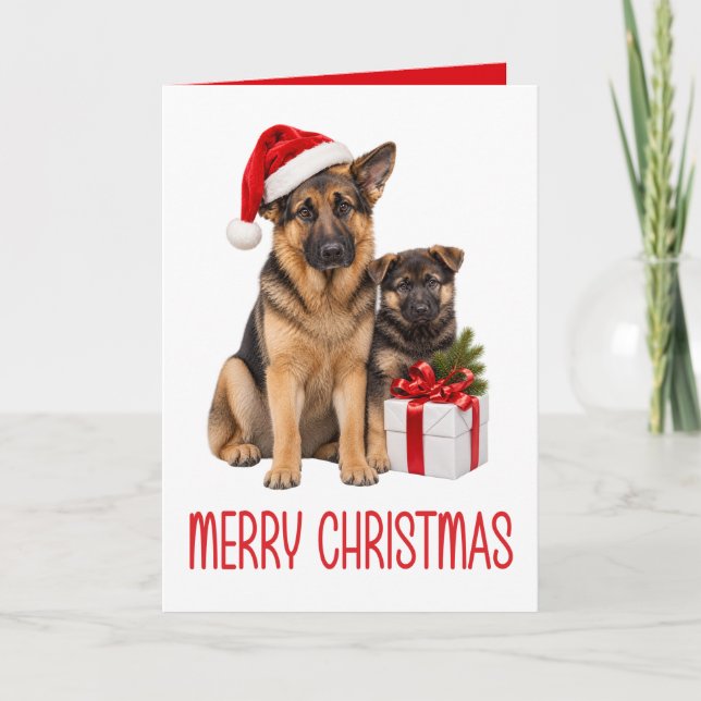 Cute German Shepherd Christmas Dog Lover Card (Front)