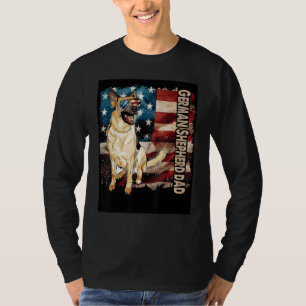 Cute German Shepherd Dad American Flag Patriotic 4 T-Shirt
