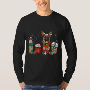 Cute German Shepherd Dog Christmas Coffee Pyjamas  T-Shirt