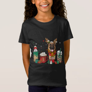Cute German Shepherd Dog Christmas Coffee Pyjamas T-Shirt