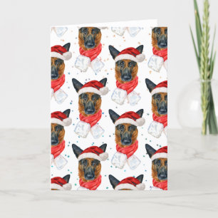 Cute German Shepherd Dog Christmas Pattern Holiday Card
