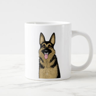 Cute German Shepherd Dog | Cool Pet Art Drawing Large Coffee Mug