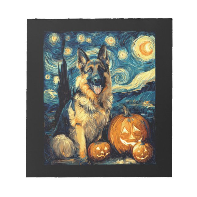Cute German Shepherd Dog Halloween Jack O Lantern  Notepad (Front)