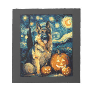 Cute German Shepherd Dog Halloween Jack O Lantern  Notepad