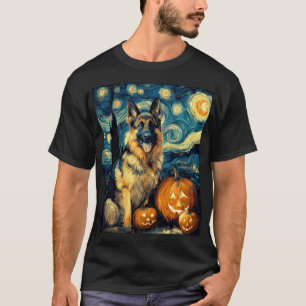 Cute German Shepherd Dog Halloween Jack O Lantern T-Shirt