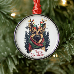 Cute German Shepherd Dog Metal Tree Decoration