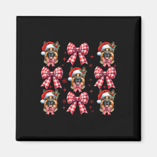 Cute German Shepherd Dog Red Plaid Coquette Bow Ch Magnet