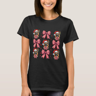 Cute German Shepherd Dog Red Plaid Coquette Bow Ch T-Shirt