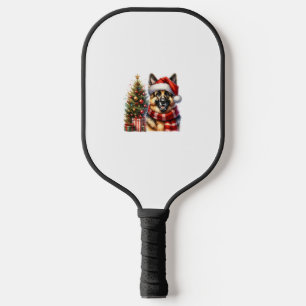 Cute German Shepherd Dog Santa Hat Christmas Tree  Pickleball Paddle