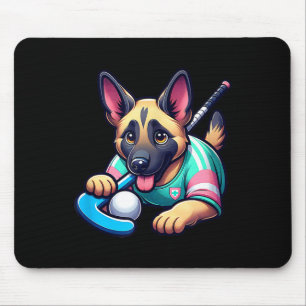 Cute German Shepherd Field Hockey Puppy Mascot  Mouse Pad