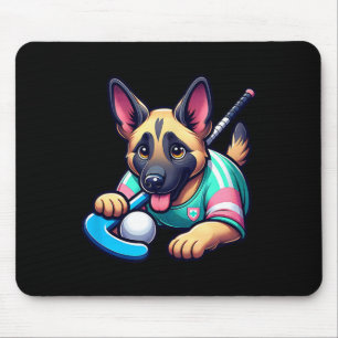 Cute German Shepherd Field Hockey Puppy Mascot  Mouse Pad