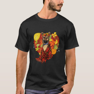 Cute German Shepherd Hello Autumn Leaves Heart Tha T-Shirt