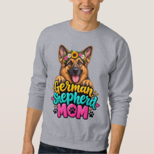 Cute German Shepherd Mum Flower Crown - GSD Dog M Sweatshirt