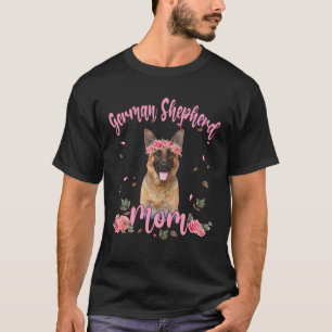 Cute German Shepherd Mum Flower Dog Lover Women Gi T-Shirt