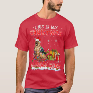Cute German Shepherd On Snow Christmas Pajama T-Shirt