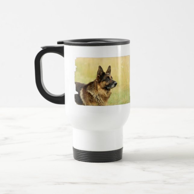Cute German Shepherd Plastic Travel Mug (Left)