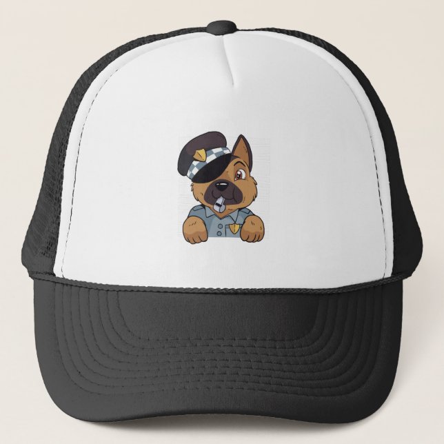 Cute German Shepherd Police Puppy Trucker Hat (Front)