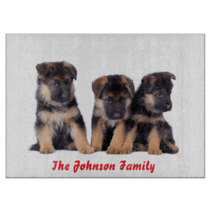 Cute German Shepherd Puppies Personalised Cutting Board
