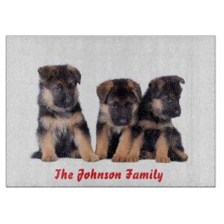 Cute German Shepherd Puppies Personalised Cutting Board