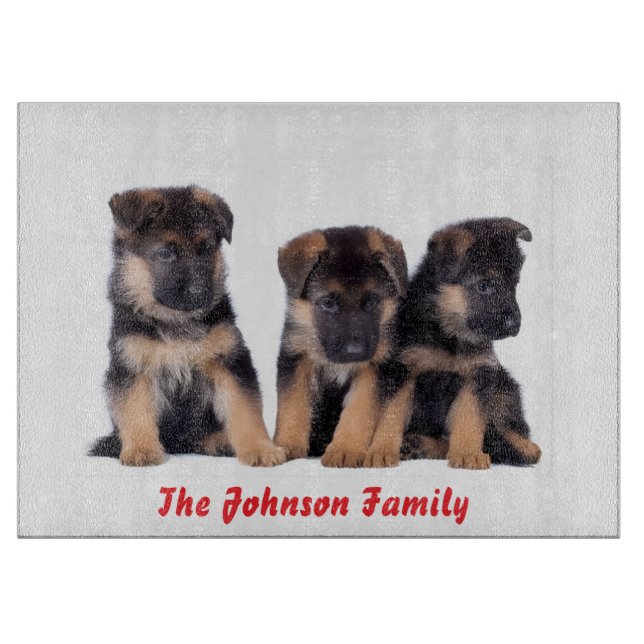Cute German Shepherd Puppies Personalised Cutting Board (Front)