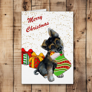 Cute German Shepherd Puppy and Stocking