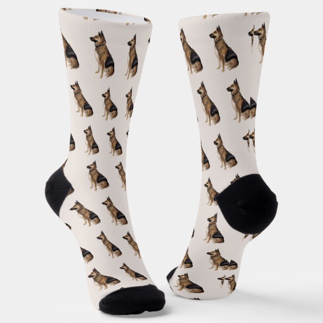 Cute German Shepherd Puppy Dog Socks (Angled)