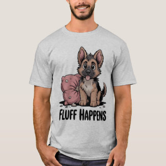 Cute German Shepherd Puppy "Fluff Happens" Dog T-Shirt