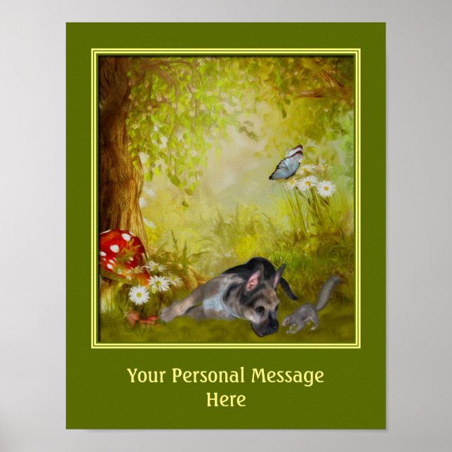 Cute German Shepherd Puppy Personalised Poster (Front)