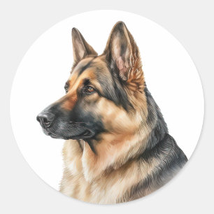 Cute German Shepherd Puppy Watercolor Dog Classic Round Sticker