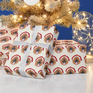 Cute German Shepherd w Santa Hat Pattern Christmas Wrapping Paper